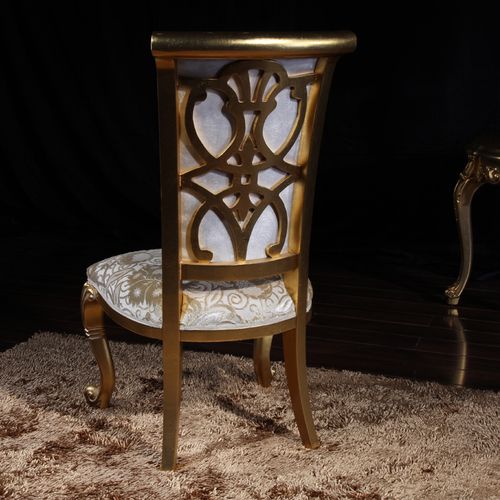 fp法式路易十六奢华实木家具全贴金木框架进口布艺全贴金餐椅书椅产品